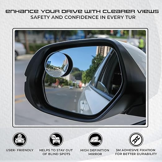 Wide Curved Rear View Mirror For Cars (Pack Of 2)